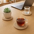 thumbnail image 5 of Naittoop 4pcs Farmhouses Rope Round Drink Coasters 5in Washable Braided Woven Cotton Coasters for Dining Table Heat Resistant Home Decor Mats Brown, 5 of 7
