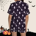 thumbnail image 4 of ChenYiFH Under $12 Womens Satin Pajamas Set Button Down 2 Piece Silk Pjs Shorts Set Ruffle Lingerie Notch Collar Sleepwear Purple S, 4 of 5