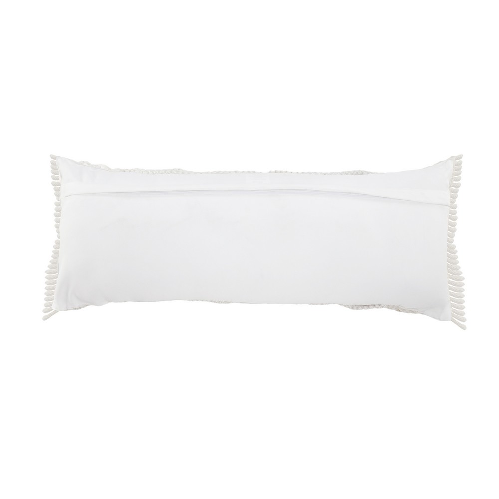 Ox Bay 14" x 36" Hand-Woven White Diamond Resistant Polyester Pillow Cover