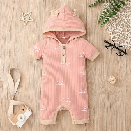 

PEASKJP One Piece Jumpsuit Stretchy Jumpsuits Baby Girls Short-Sleeve Cotton Romper Bodysuit C 12-18 Months