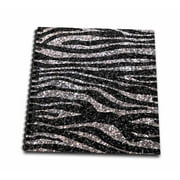 3dRose Silver and Black Zebra print Faux bling photo Not Actual Glitter - fancy diva girly sparkly sparkles - Mini Notepad, 4 by 4-inch