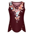 thumbnail image 4 of Enwejyy Womens Summer Floral Print Sleeveless V-Neck Wide Strap Casual Tank Tops, 4 of 5