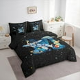 thumbnail image 3 of jejeloiu Letter M Monogrammed 7-Piece Twin Bedding Sets,Cartoon Astronaut Bedding Comforter Set,Galaxy Planet Sheet Sets For Boys,Microfiber Room Decorative Reversible, 3 of 8