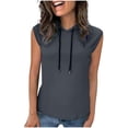 thumbnail image 2 of Pincandy Women's Workout Hooded Tank Tops Casual Loose Fit Running Gym Sleeveless Hoodie Tee Shirts 2025 Summer Fashion, 2 of 7
