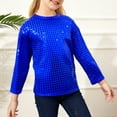 thumbnail image 5 of OGLCCG Kids Girls Sparkly Sequined Long Sleeve T-Shirt Modern Hip Hop Jazz Street Dance Tops Trendy Crewneck Performance Blouse 3-16 Years, 5 of 5