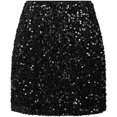 thumbnail image 2 of Women’s Sequin Skirt Sparkly Stretchy Velvet High Waisted A-Line Glitter Mini Skirts for Night Out Party, 2 of 3