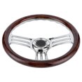 thumbnail image 3 of Wood Steering Wheel Steering Wheel Horn Button Wood Grain Grip Car Modified Accessory Vintage Steering Wheel Factory For Car, 3 of 8