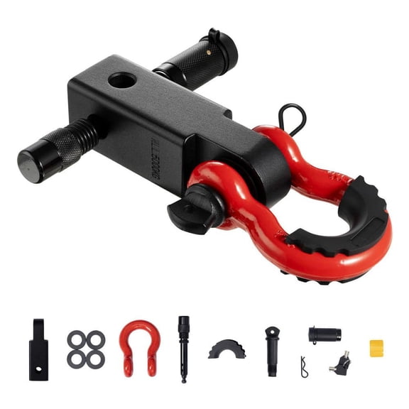 Shackle Hitch Receiver, Fits 2 in. Receivers, 66000 lbs. Breaking Strength, D Ring Shackle with Trailer Hitch Lock Pin