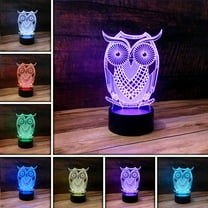 3D Illusion Lamp Animal Owl Bird Night Light Touch Table Desk 7 Color Changing LED Figure Decoration Kids Holiday Gift