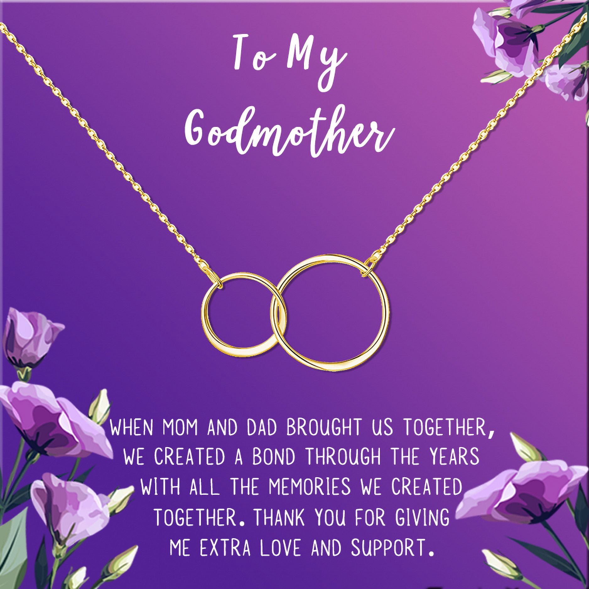 To My God Mother Mother's Day Gift, Gift for Her, Godmother's Day Gift, Godmother's Gift for Mother's Day, Godmother's Day Necklace and Card[Gold Infinity Ring,Purple Gradient]