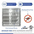thumbnail image 4 of iLIVING 20" Wall Mounted Shutter Exhaust Fan, Automatic Shutter, with Thermostat and Variable Speed controller, 2.2A, 3368 CFM, 5000 SQF Coverage Area Silver (ILG8SF20V-ST), 4 of 5