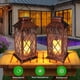 thumbnail image 3 of Paquete de 2 faroles solares colgantes para jardín, luces exteriores, vela parpadeante sin llama, lámpara Led impermeable para mesa, Patio, césped, 3 of 5
