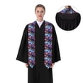 thumbnail image 4 of Easygdp Colorful Frog Among Flowers Unisex Adult Graduation Stole Shawl 36" Long for Academic Commencements Shawl-Flattened, 4 of 7