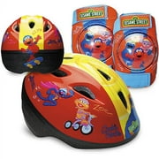 Sesame Street Let's Ride Toddler Helmet, Knee Pads and Elbow Pads - Value Pack, Red