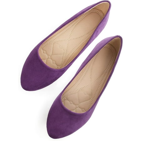 

Pfhytec LU Pointy Toe Shoes Women Ballet Flats Comfort Solid Flat Shoes for Crews Women Work Slip On Moccasins