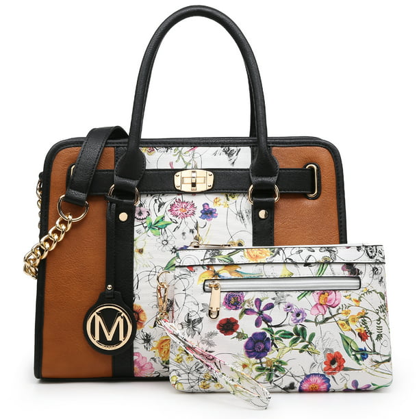 MKP Womens Satchel Female Handbags Two Tone Vegan Leather Shoulder Bag ...