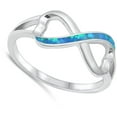 thumbnail image 4 of CHOOSE YOUR COLOR Infinity Heart Blue Simulated Opal Ring .925 Sterling Silver Band CZ Female Size 9, 4 of 4