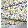 thumbnail image 2 of Soimoi Tissu en Rayonne Blanc Imprimé Papillon Coloré Tissu de Couture Yard 56 Pouces de Large, 2 of 5