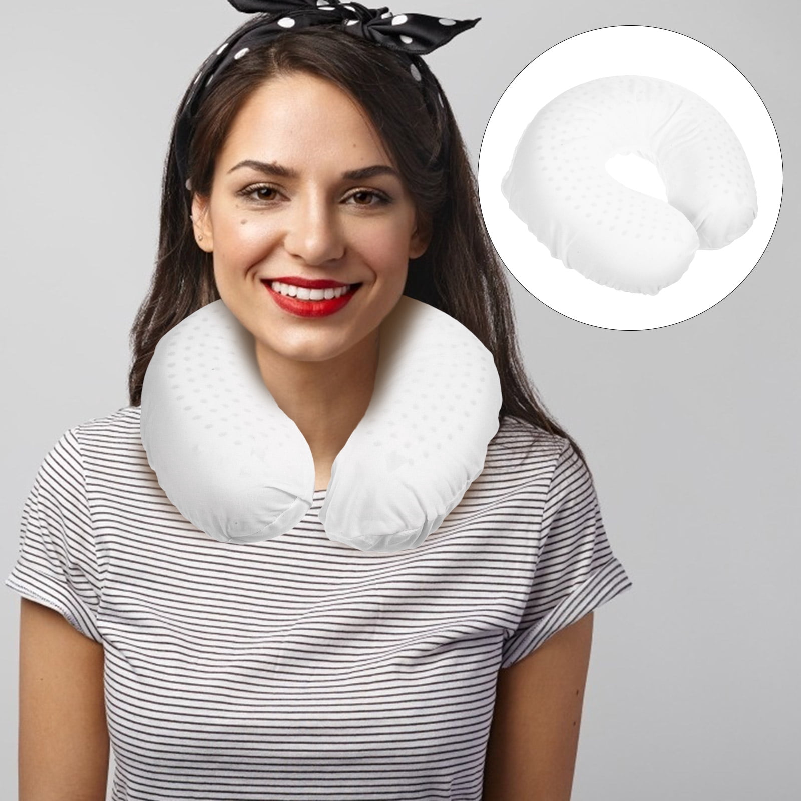 UNOMOR U Shaped Pillow Cervical Spine Neck Pillow White 1Pack 11.4X11.4X3.9In Natural Latex