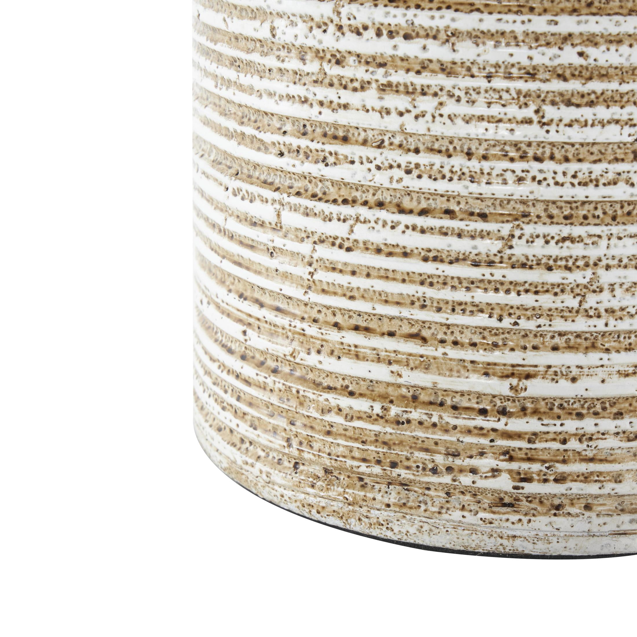 DecMode 27" Brown Table Lamp with White Linen Shade