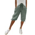 thumbnail image 1 of bolsillos casuales para mujer pantalones casuales con cordón elástico cordón en la pierna cinco pantalones pantalón verde menta/l, 1 of 7