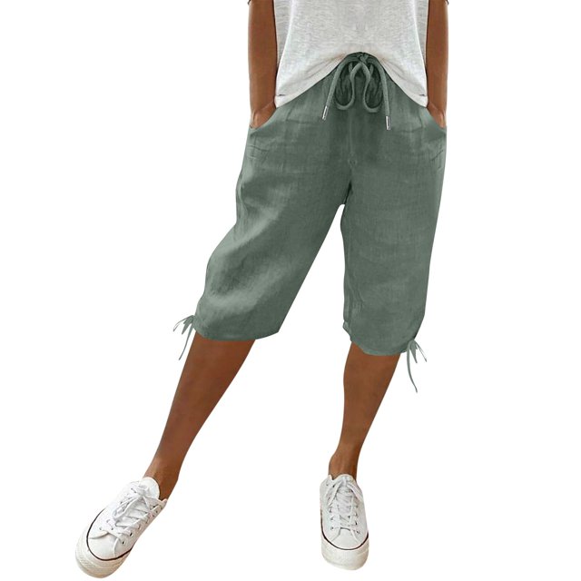 bolsillos casuales para mujer pantalones casuales con cordón elástico cordón en la pierna cinco pantalones pantalón verde menta/l