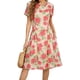 thumbnail image 1 of Vestido de Manga Corta Midi Manga Corta Vestido de Otoño, Elegante de la Gasa de la Mujer Cuello Redondo Impreso Ocasional de Verano de la Playa, 1 of 7