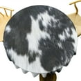 thumbnail image 5 of Cowhide Round Tablecloth, Rustic Country Black White Cow Skincow Tablecloth Washable Table Cover for Kitchen Dining Birthday Party Holiday Round(60x60in), 5 of 6