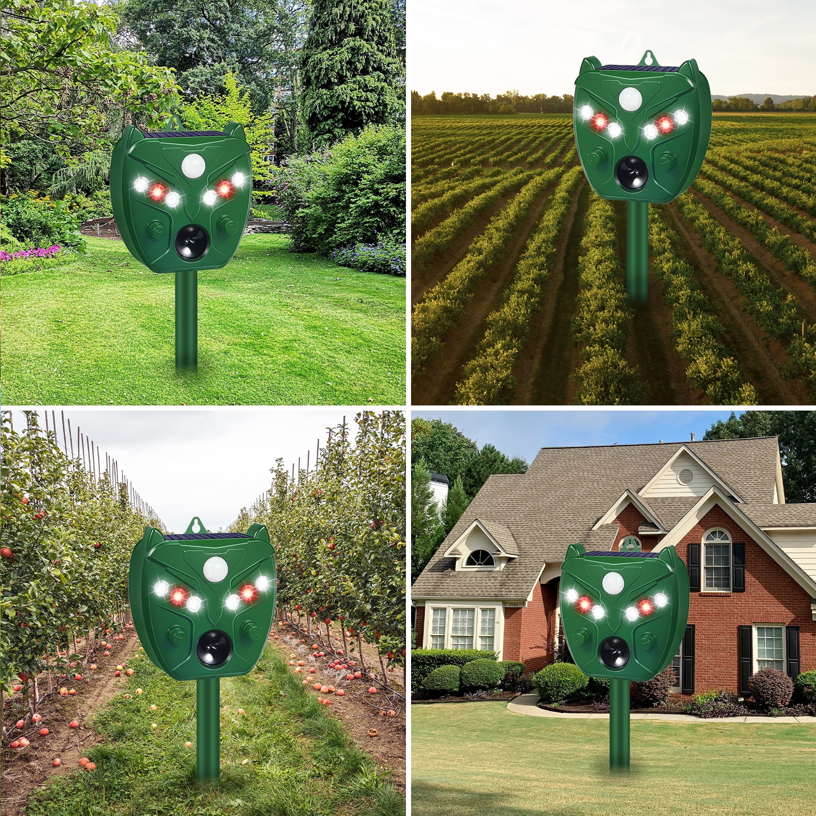 JahyElec Solar Ultrasonic Animal Repeller, 2Pack Cat Dog Repellent Outdoor Waterproof Deer Repeller with Motion Detection and 6 LED Flashing for Rabbit Fox