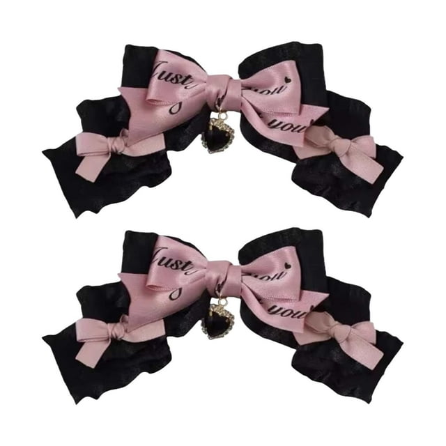 2 pinzas para el pelo con lazos de Lolita para cosplay, accesorios para el pelo góticos. Rosa