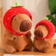 thumbnail image 2 of Lindo juguete de peluche de capibara, capibara esponjoso kawaii con bolsa de tortuga, gorro de fresa, animales de peluche, regalo de cumpleaños para niños, decoración del hogar, 2 of 4