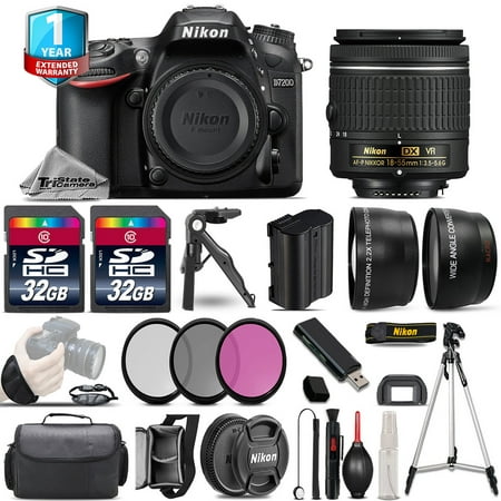 Nikon D7200 DSLR Camera + 18-55mm VR - 3 Lens Kit + 1yr Warranty - 64GB (Best Landscape Lens For Nikon D7200)