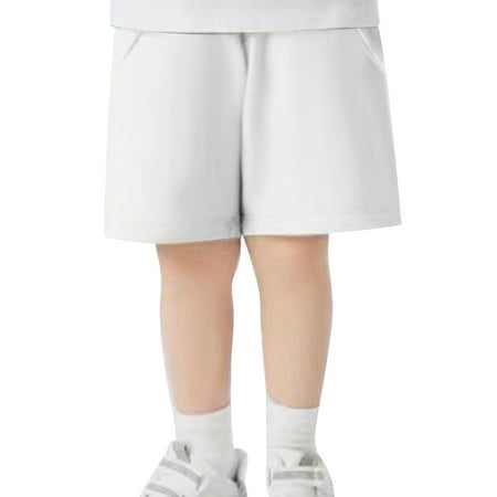 

Rovga Kid Boys Trousers Spring Summer Straight Leg Solid Color Sweatpants Elastic Waist Knee Length Shorts Jogger Pant Cute Simple Style Clothes White 3-4 Years