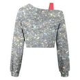 thumbnail image 6 of Women's Off Shoulder Crop Sweatshirt Plus Size Fashion One Shoulder Long Sleeve Pullover Top with Strap Design Silver XL, 6 of 7