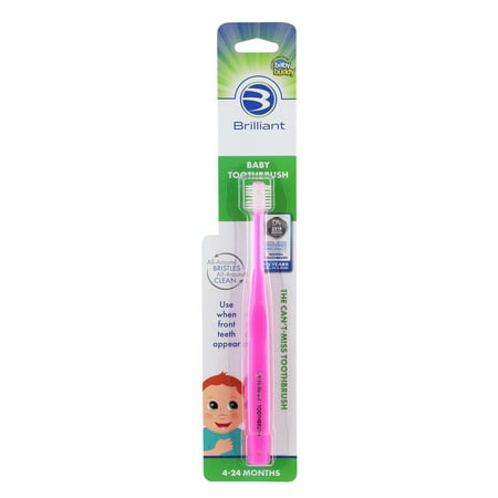 UPC: 0047414005702 | Brilliant Baby Toothbrush – Ages 4-24 Months Infant Round Head Soft Bristles Pink 1 Pack