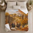 thumbnail image 5 of Printed Flannel Throw Blanket with Autumn Farm Harvest Scene Turkeys Sunflowers, 5 of 9