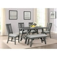 thumbnail image 2 of Rustic Gray Wood 6pc Dining Set with Gray Linen Upholstered Chairs and Bench, 2 of 5