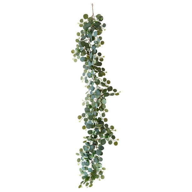 Hojas de eucalipto, tallos de eucalipto, decoración artificial, 160 cm, flores de eucalipto artificiales para el hogar, la oficina, ramo de flores, centro de mesa, decoración de boda.