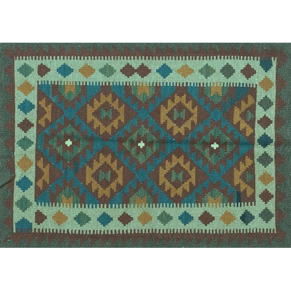 Ahgly Company Indoor Rectangle Southwestern Light Blue Country Area Rugs, 7' x 10'