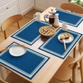 thumbnail image 5 of Navy Blue Line Placemats Set of 6 Farmhouse Simple Blue Striped Place Mats Indoor Wipeable Table Mats Washable Cloth Dining Table Placemats for Kitchen Holiday Party Home Decor 13x19 Inch, 5 of 9