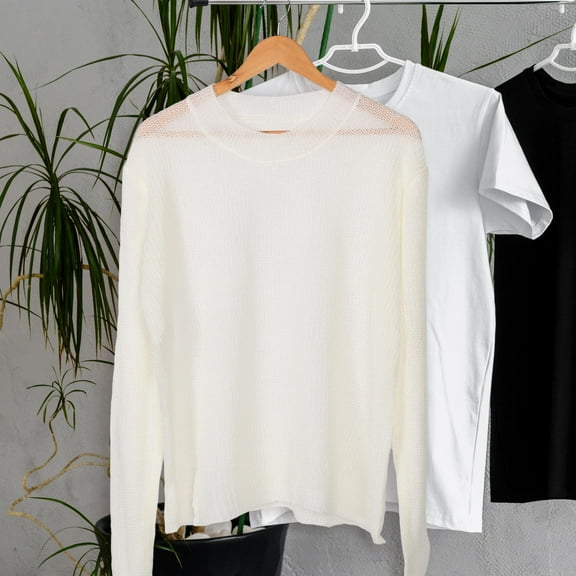 HONMEET Women's Neck Sweater White Loose Fit Soft Knit for Beach Trips and Casual Wear