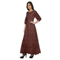 thumbnail image 2 of Moomaya Robe Longue Évasée Imprimée pour Femmes Manches 3/4 Col Rond Tenue Décontractée, 2 of 3