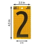 (2 pack) HY-KO 4 Yellow Self-Adhesive Reflective Number 2