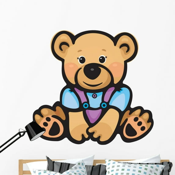 Vector Cute Baby Bear Wall Mural Decal by Wallmonkeys Vinyl Peel and Stick Graphic (48 in H x 47 in W)