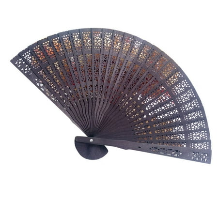 

Wedding Hand Fragrant Party Carved Bamboo Folding Fan Chinese Wooden
