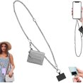 thumbnail image 1 of Correa YZhouD con clip para teléfono, bandolera tipo cartera, con bolsillo con cremallera, ajustable (negra), 1 of 6