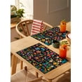 thumbnail image 4 of Mexican Texture Placemats Set of 4 Rainbow Guitar Flowers Plant Animal Vintage Heat Insulation Washable Place Mats, Rustic Non-Slip Table Mats for Dining Table Party Kitchen Decor,13x19 Inch, 4 of 4