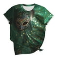 thumbnail image 6 of YueHuiYing Womens Short Sleeve Tops Mardi Gras Costumes Fashion Round Neck Mask Print Blouse T-shirt, 6 of 6
