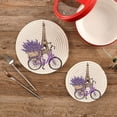 thumbnail image 2 of SKYSONIC Lavender Eiffel Tower Pot Holders Trivets, 2 Pcs Heat Resistant Trivets,Paris Bicycle Cotton Thread Weave Mats for Hot Pads Pans Pot Bowl Teapot for Kitchen Decor, 2 of 7