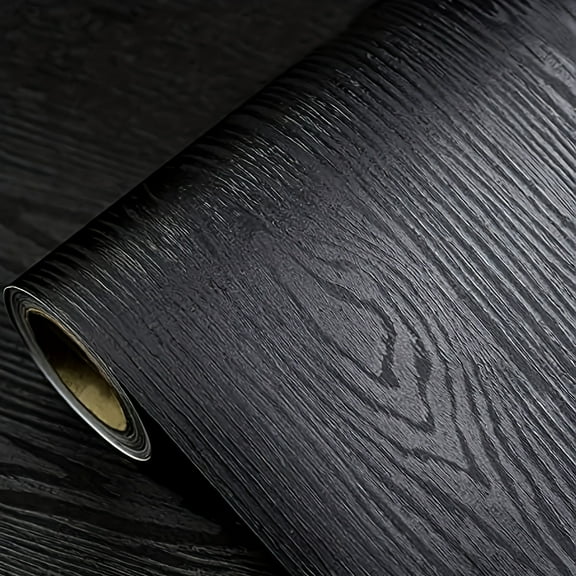 Black Wood Grain Contact Paper - Self-Adhesive Heat/Oil Resistant Waterproof Vinyl Countertop Stickers, Peel Stick for Cabinets Countertops Furniture